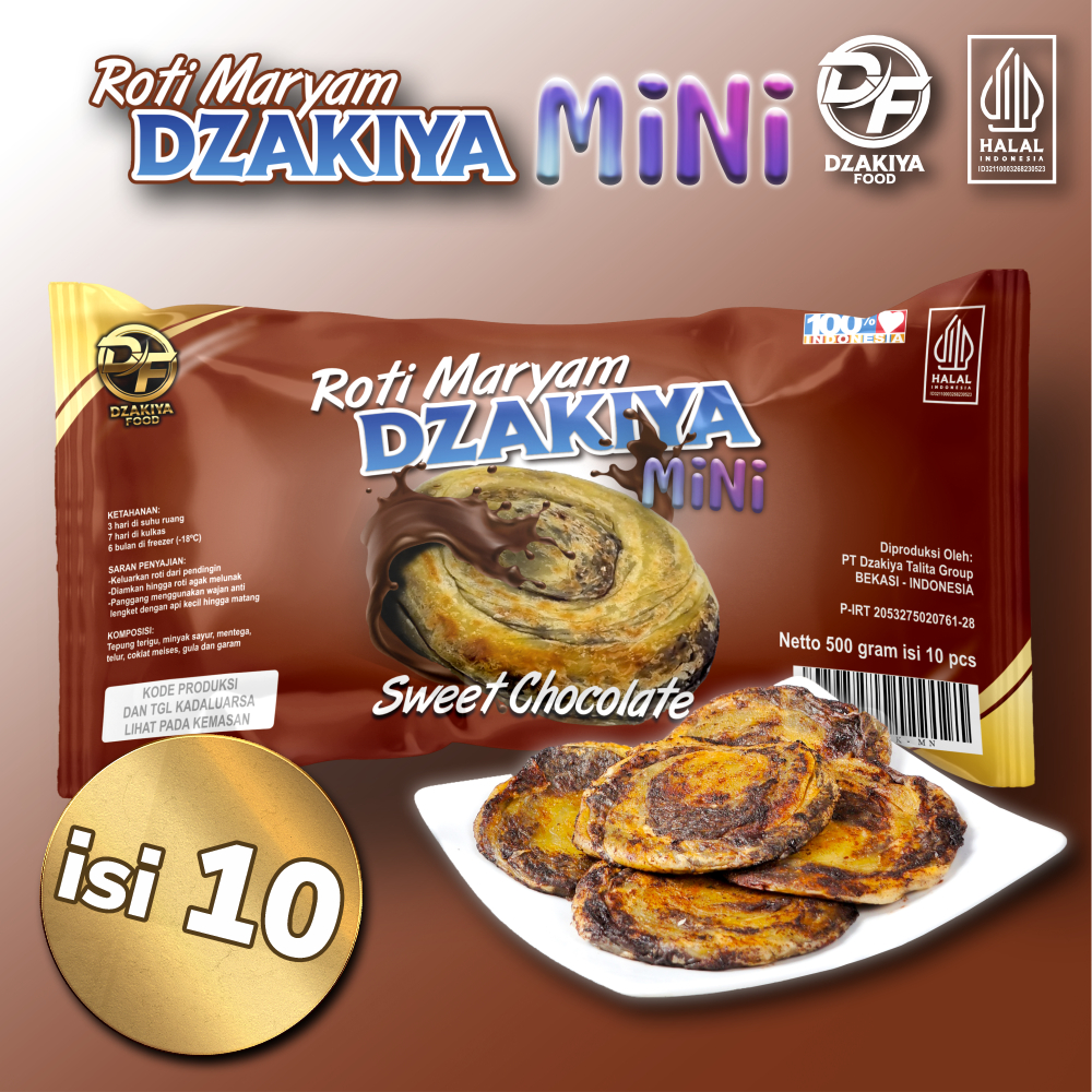 

Roti Maryam Canai Cane DZAKIYA Cokelat Mini ISI 10 (diameter 10cm)