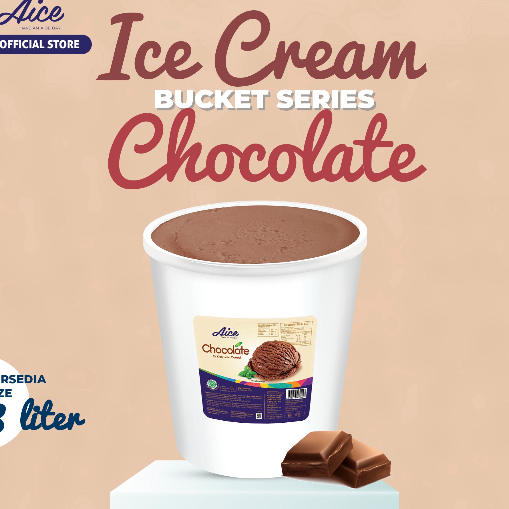 

Terlaku AICE Chocolate Bucket 8 Liter Cokelat Ice Cream Es Krim Ember 8L Eskrim