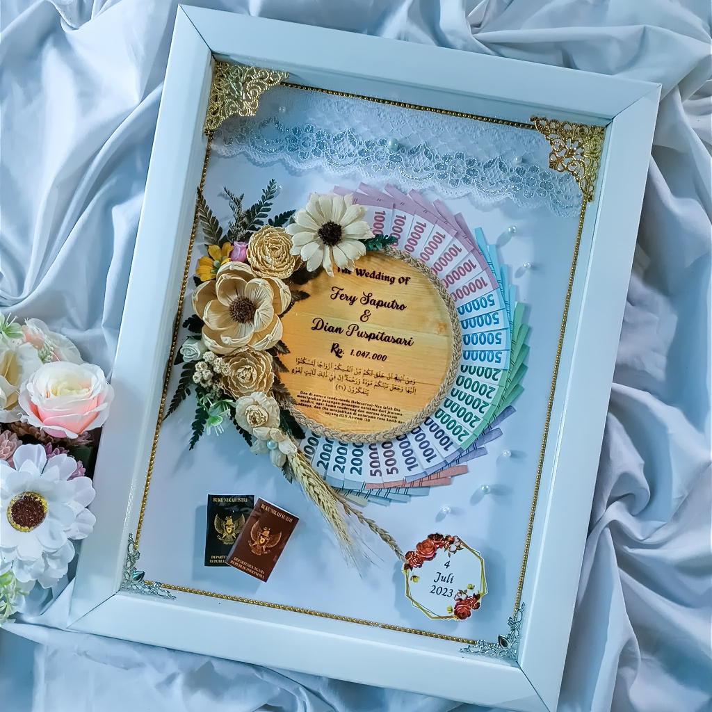 3 - 4 HARI JADI mahar pernikahan rustic mahar pernikahan kekinian mahar bingkai 3D mahar frame