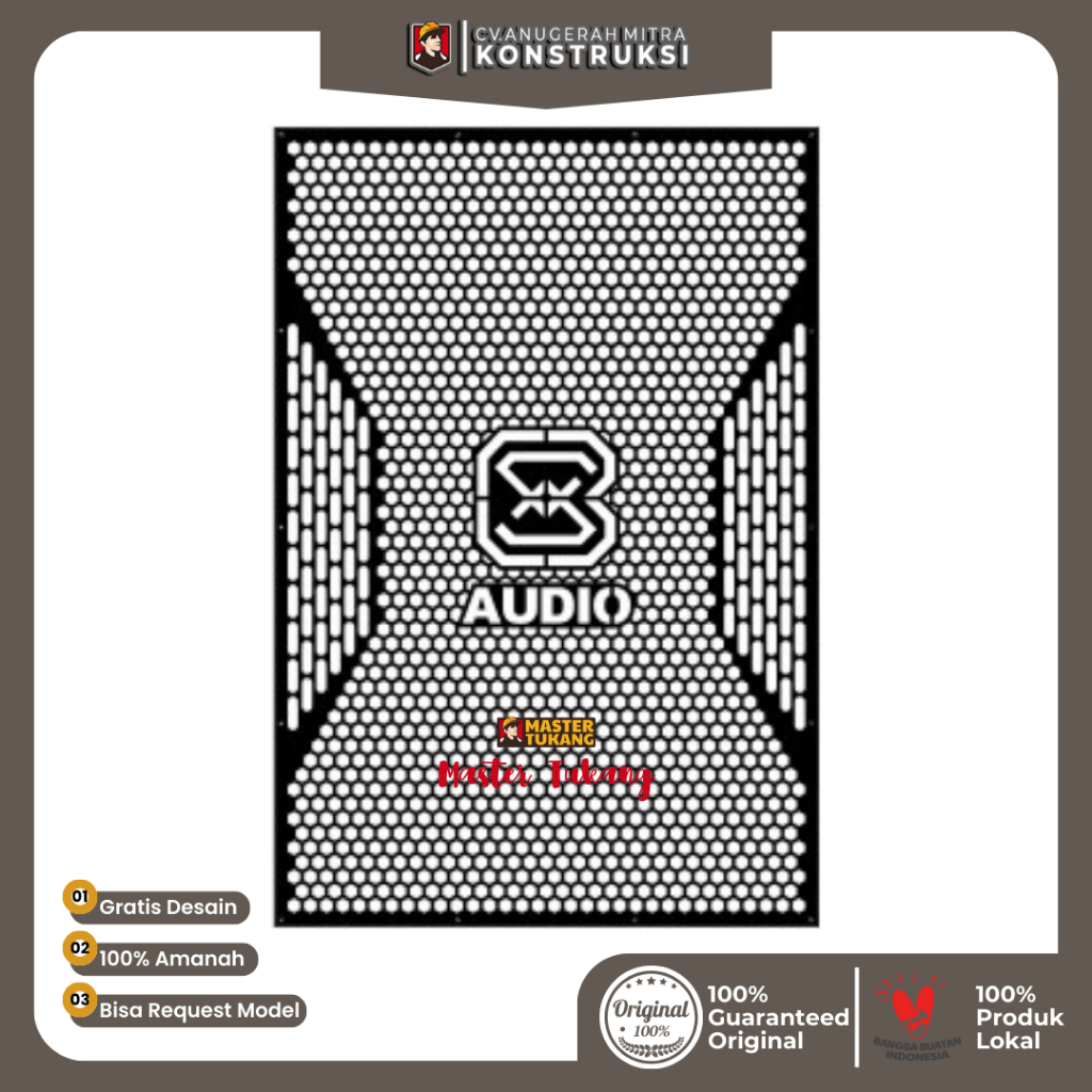 GRILL SOUND - costum ukuran Custom Plat Besi Tutup Ram Speaker