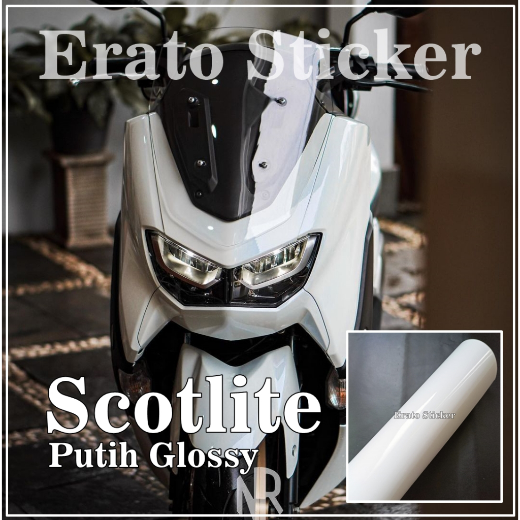 Skotlet stiker motor Putih glossy scotlite white glossy skotlet putih mengkilap skotlet putih glossy