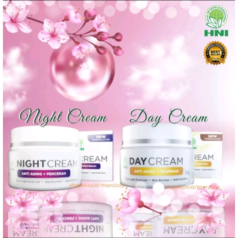 Beauty Day cream - Beauty Night cream - Cream pagi dan malam - pelembab wajah - hni hpai