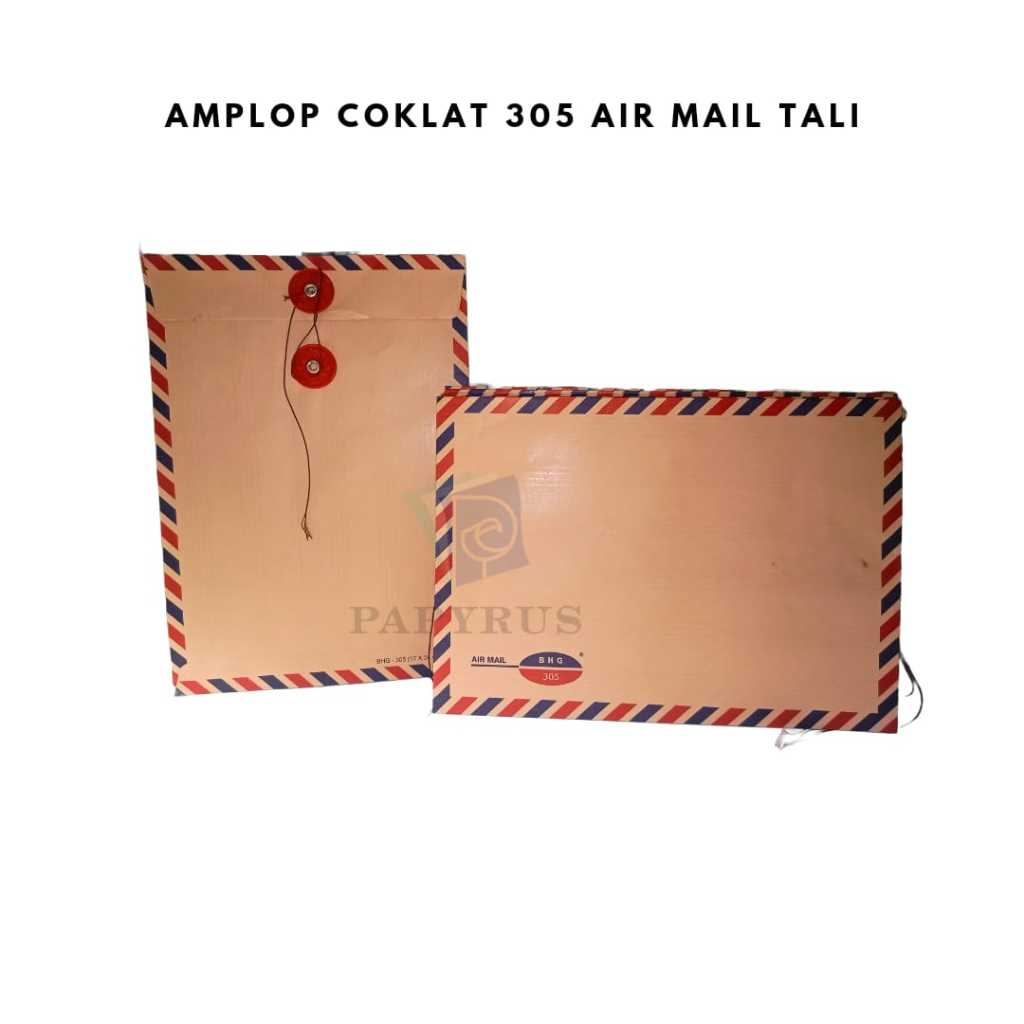 

AMPLOP COKLAT / AMPLOP DOKUMEN / AMPLOP SAMSON 305 ( 1/2 FOLIO ) AIRMAIL TALI