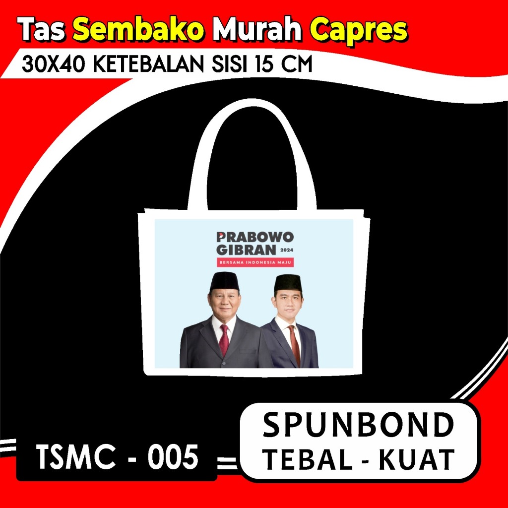 

Tas Sembako Capres 2024/Tas Spunbond Prabowo&Gibran/Cetak Tas Spunbond Capres Dan Cawapres