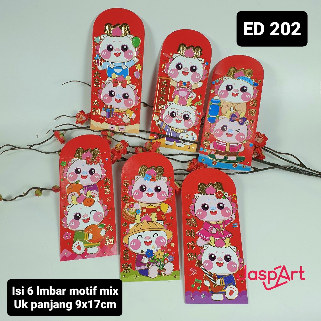 

ANGPAO PANJANG ANGPAO TANDUK PREMIUM IMLEK SHIO NAGA 2024 HONGBAO BESAR FUNGPAU ISI 6 MIX