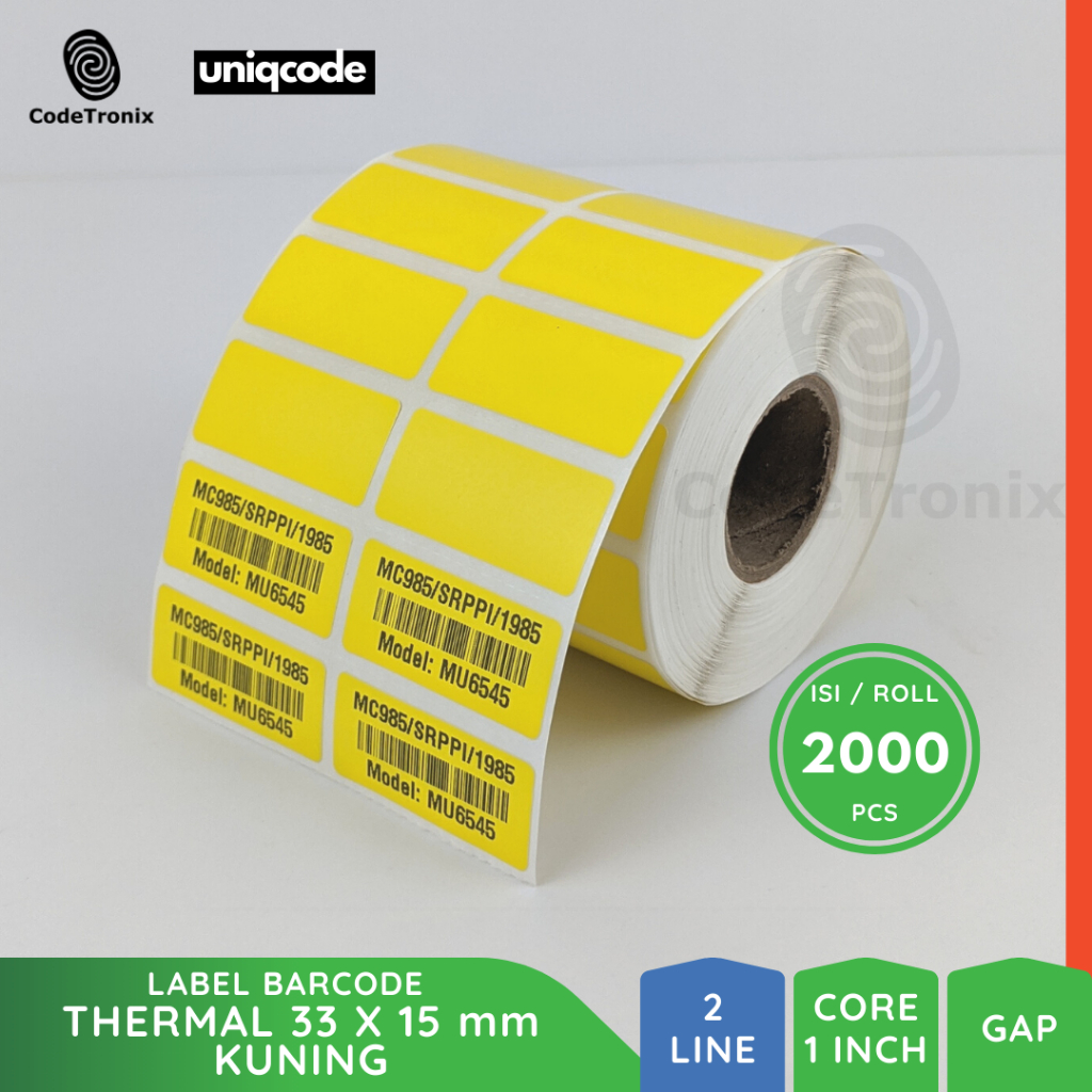 

Label Sticker Kertas Thermal 33x15 Barcode Direct Stiker Roll Warna 2 Line 2000 pcs