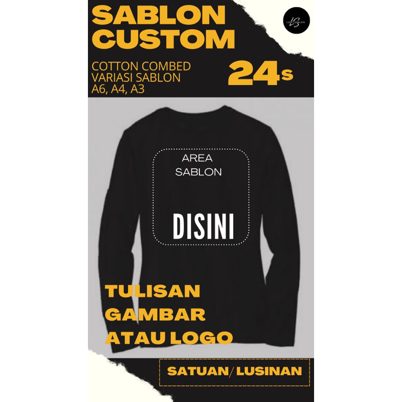 KAOS CUSTOM LENGAN PANJANG/ CUSTOM FOTO / CUSTOM LOGO / CUSTOM KATA KATA / DESAIN BEBAS