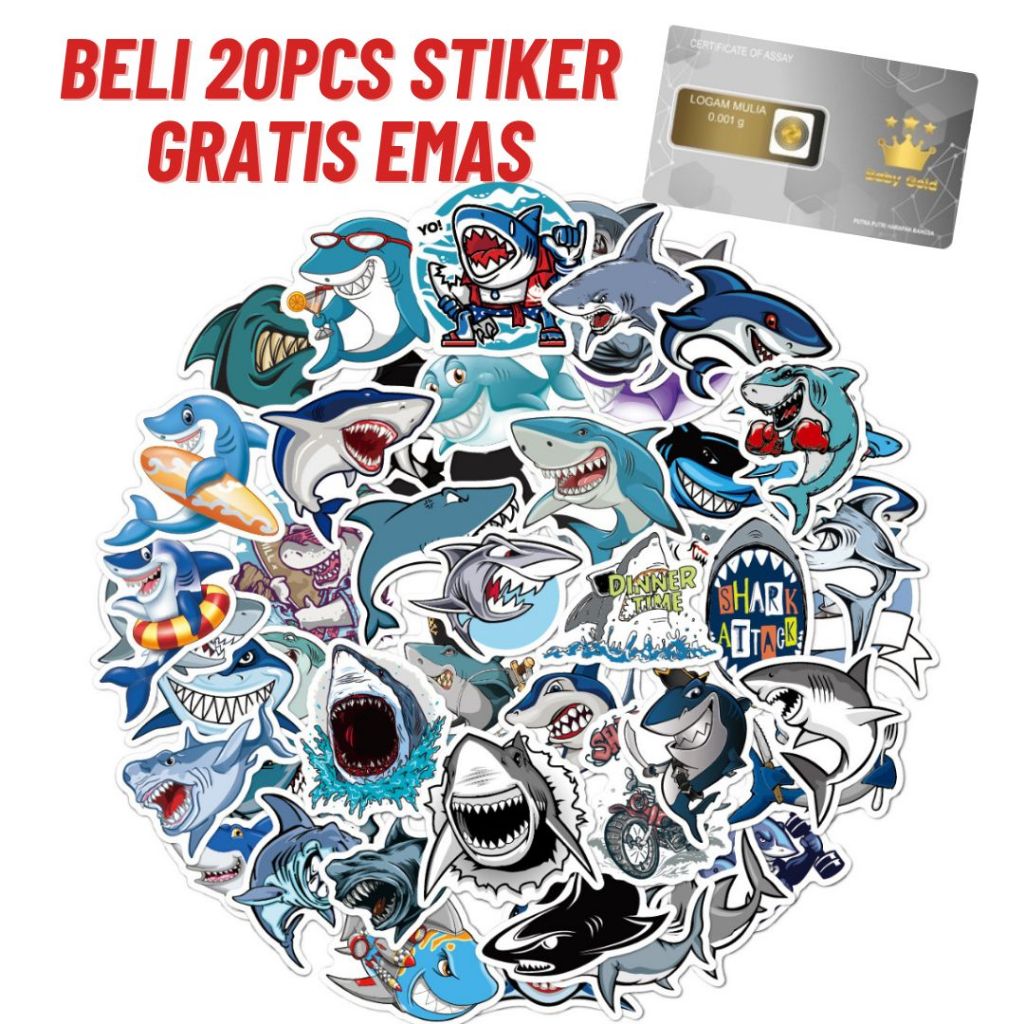 

50 PCS Stiker Graffiti Shark Anti Air Untuk Dekorasi Koper / Notebook