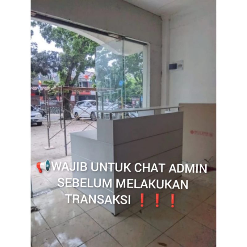 MEJA KASIR L PUTIH LIS STAINLES TOKO MEJA TOKO BEST SELLER
