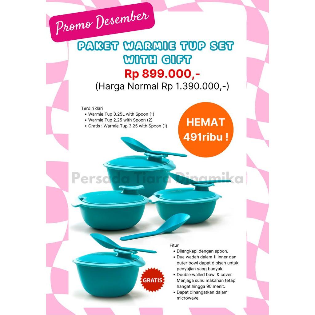 TUPPERWARE PAKET WARMIE TUP SET - GRATIS WARMIE TUP 3,25L WADAH SAJI