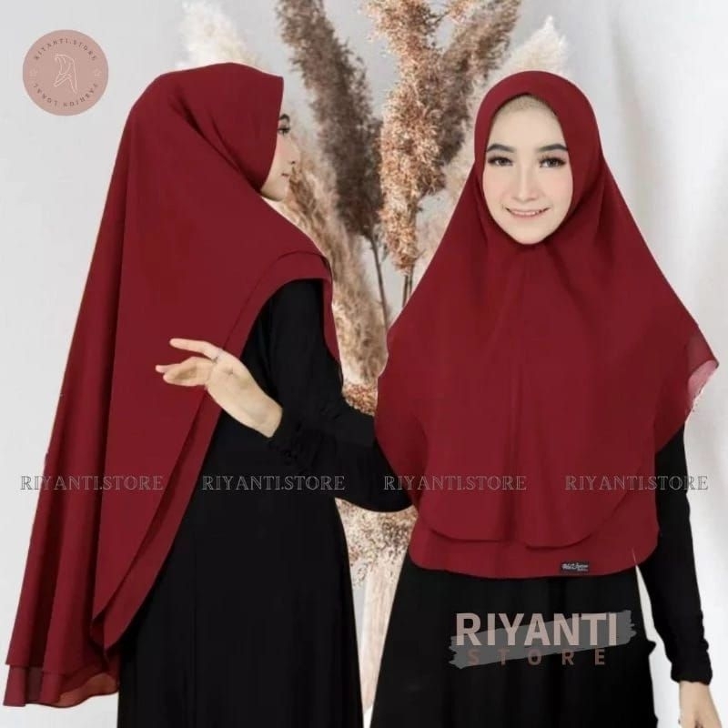HIJAB KHIMAR OVAL CERUTY,JILBAB KHIMAR DUA LAYER OVAL,HIJAB INSTAN