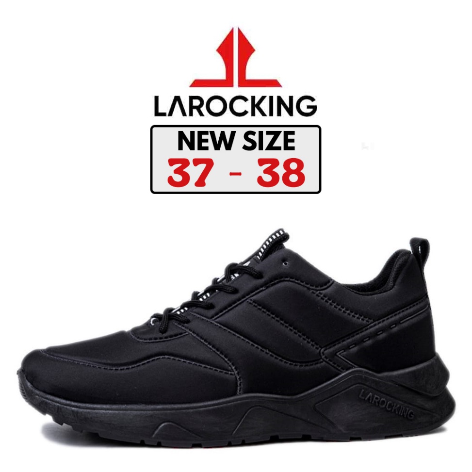 Lariz KodeZ5l5K Larocking  Dexter Hitam Polos  Sepatu Sneakers Running Gym Shoes Sport