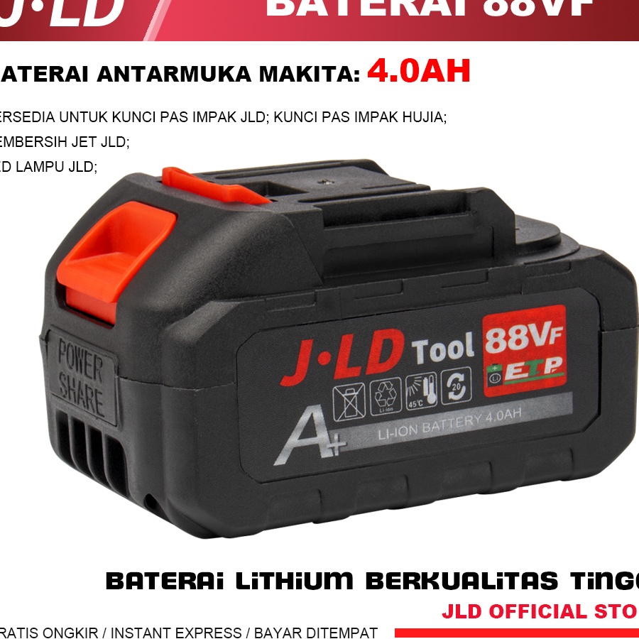 Stok terbaru JLD bor baterai 88VF  4Ah BATERAI MESIN BOR BY JLD  BATERAI CORDLESS Kompatibel dengan produk JLD Baterai antarmuka Makita
