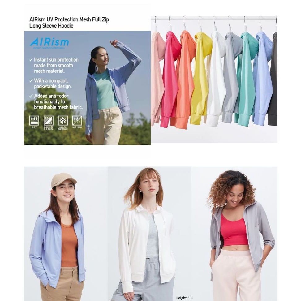 Baru TrxbB5n Uniqlo AIRism Mesh UV Protection Full Zip Hoodie