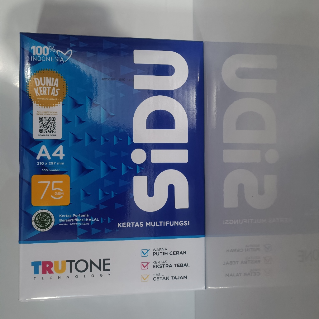 

Sidu Kertas Fotocopy Hvs A4 75 Gr 1 Rim