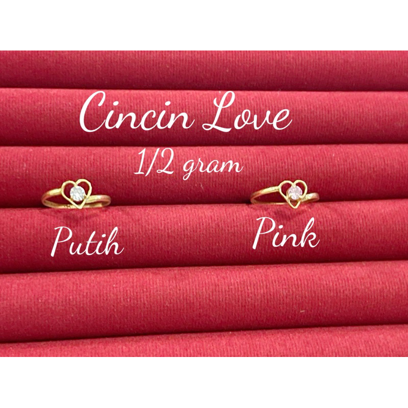 cincin love emas muda setengah gram