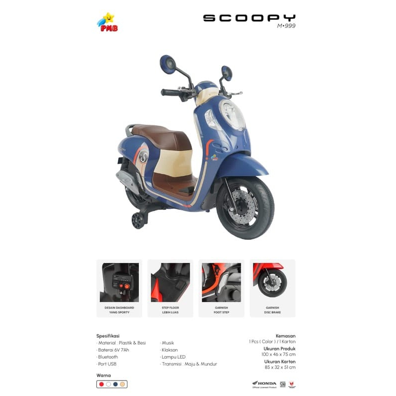 Sepeda Motor Aki Mobil Aki Anak PMB MOTOR M 588 M 999 AKI HONDA Scoopy Motor SCOOPY Anak RAID Motor 