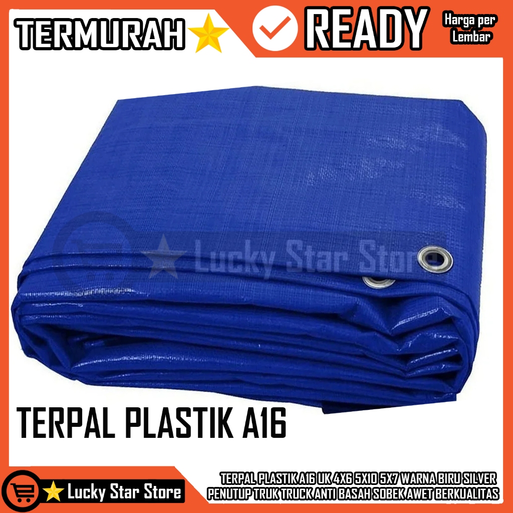 TERPAL PLASTIK A16 UK 4X6 5X10 5X7 WARNA BIRU SILVER   PENUTUP TRUK TRUCK ANTI BASAH SOBEK AWET BERK