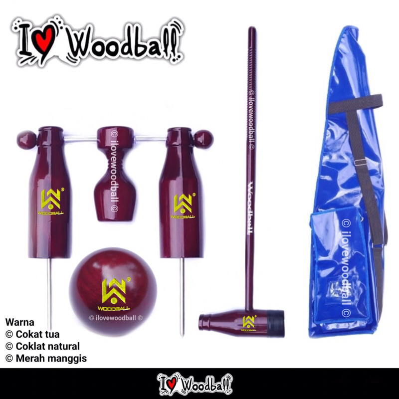 Woodball Set Merk W-Woodball - Mallet Gate Bola Tas - Woodball