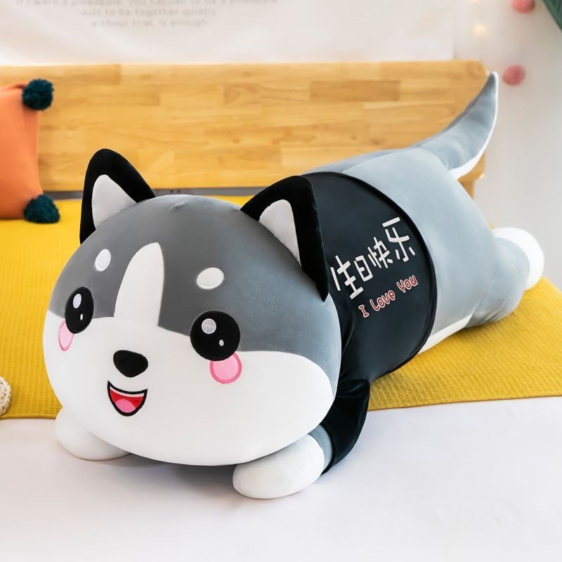 BONEKA HUSKY Guling Husky 90cm DOG COSTUM LAY New Boneka Husky Boneka Anjing Boneka Panda Beruang