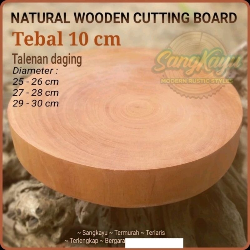 Talenan daging besar tebal 10 cm talenan kayu bulat talenan besar kayu