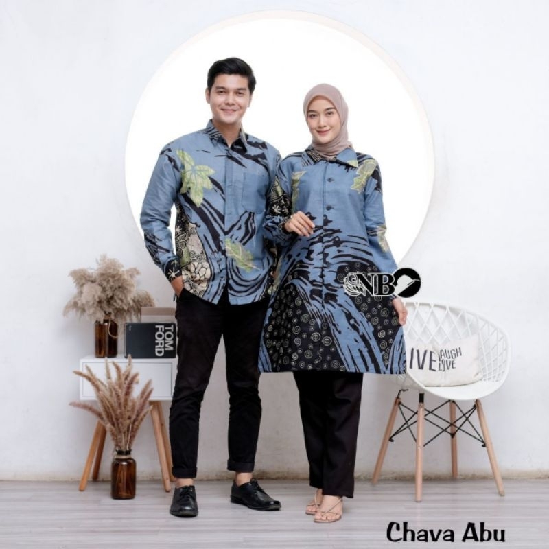 Setelan Batik Couple Pria Wanita - Baju Pesta Couple Kople - Atasan Batik Cowok Cewek Lengan Panjang
