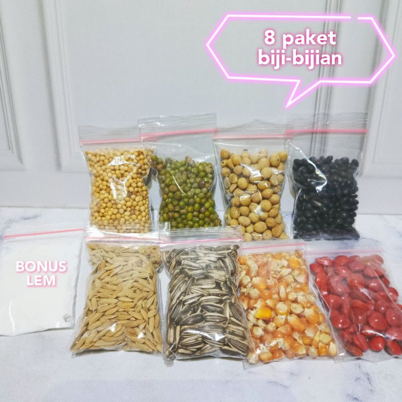 8 macam Paket kolase biji-bijian untuk kerajinan tangan