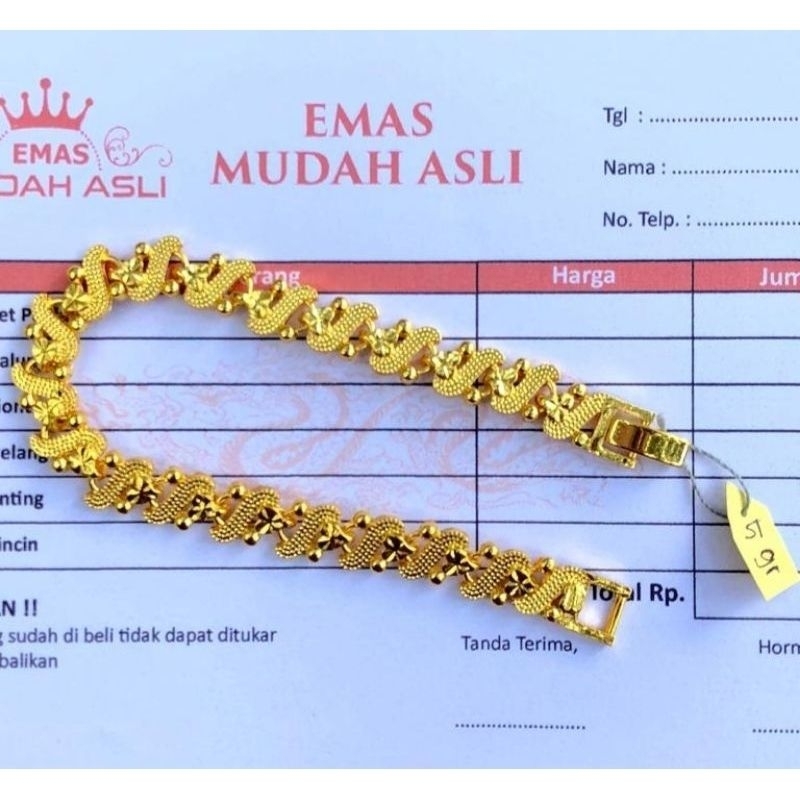 gelang sisik naga hongkong emas asli 24k emas mudah murni fre surat