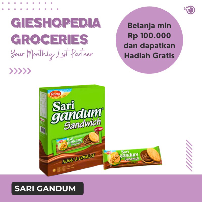 

Roma Sari Gandum Sandwich Coklat 1Box isi 12pcs