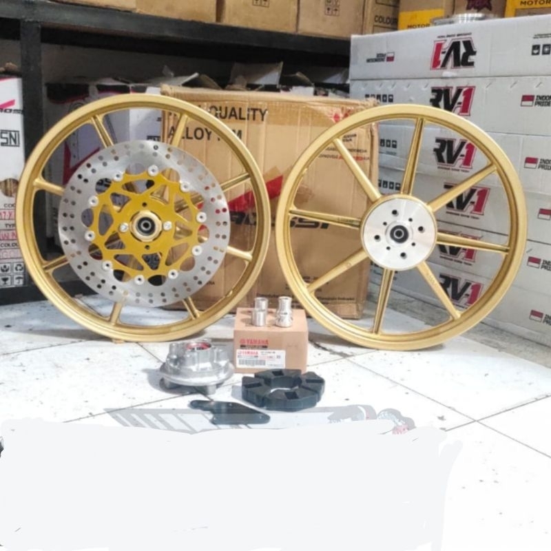 Pelek Velg P8 V-Rossi Satria 2T Satria Hiu Satria Lumba Dobel disc  Lb 140 - 160 pnp dari yamaha