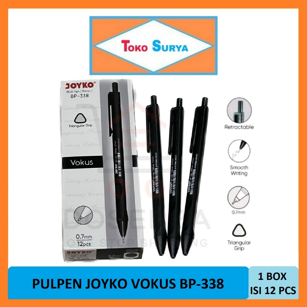 

Pulpen Joyko Vokus BP-338 Hitam 1 Box Isi 12 Pcs