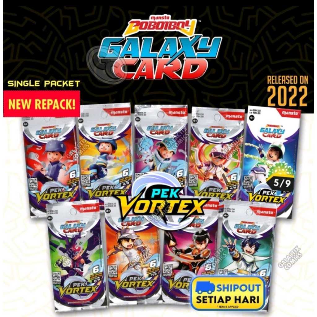 Boboiboy Galaxy Card Pek Vortex Repackage Satuan