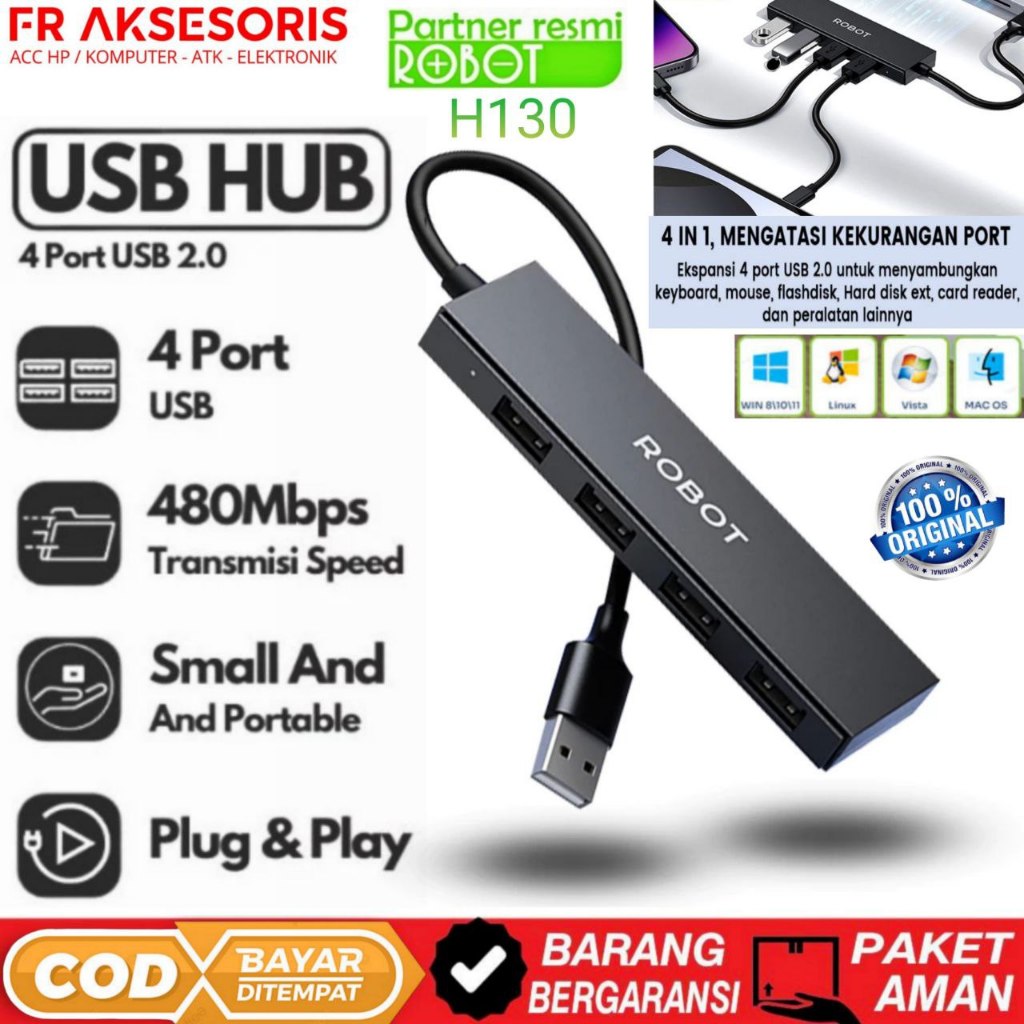 USB HUB 4 Port ROBOT H130 USB HUB Portable Multi Function H130 25 CM