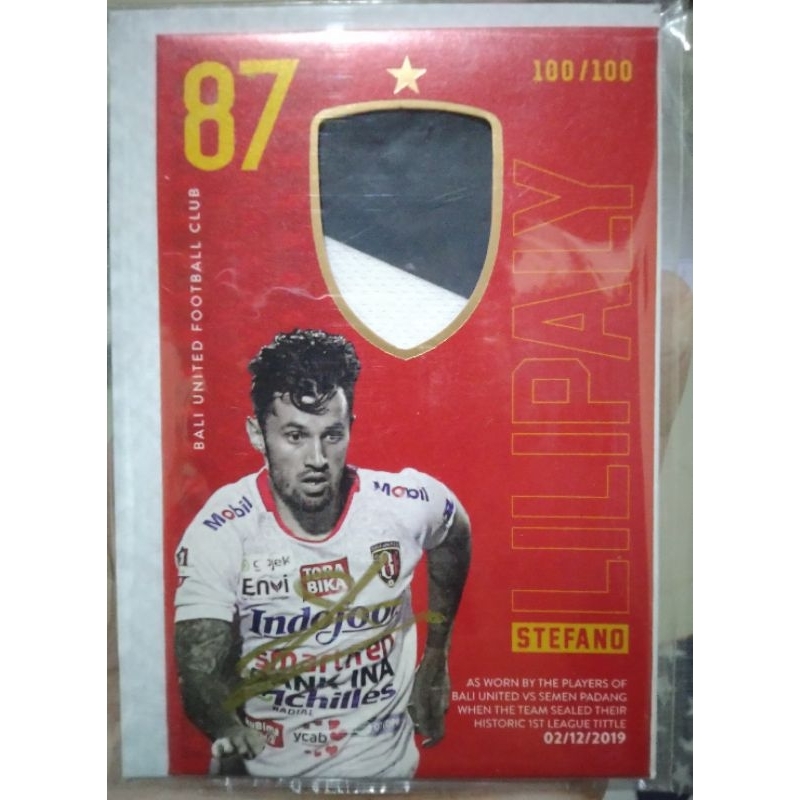Kartu Bola Stefano Lilipaly Autograph Jersey Tanda Tangan Bali United Champions Card