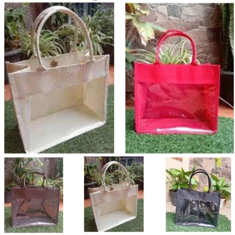 

Tas Souvenir/Tas Hampers/Tas bingkisan Bahan Dinir kombinasi mika/20x10x25