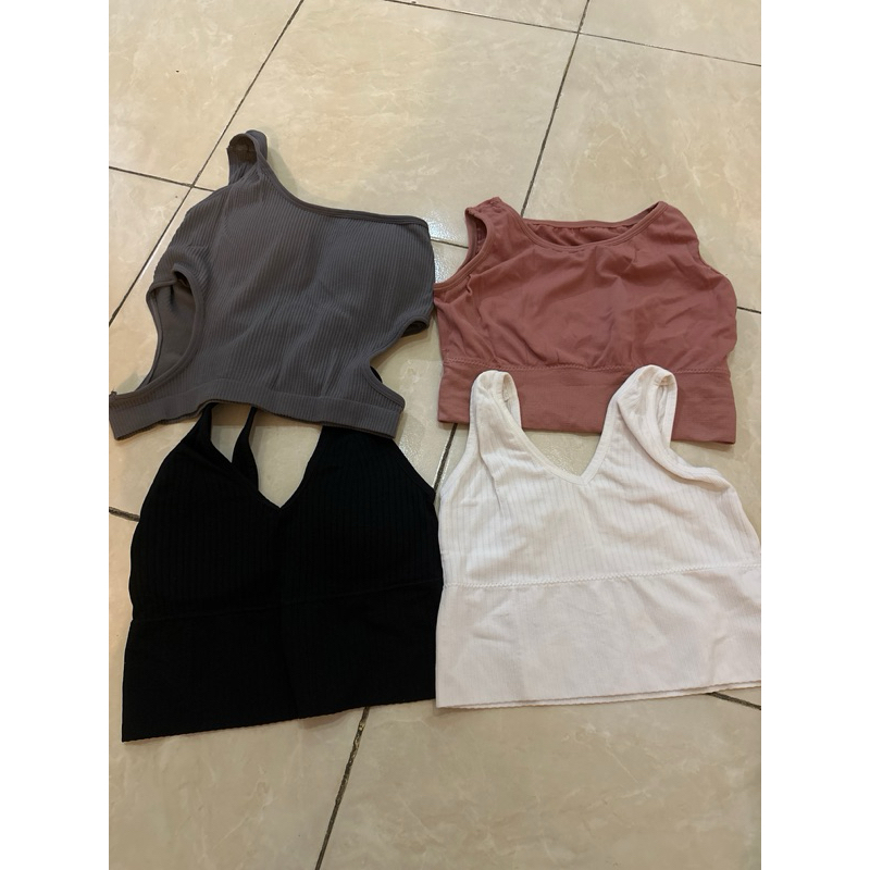 crop top wanita all size preloved baju pendek / dalaman / baju olahraga senam