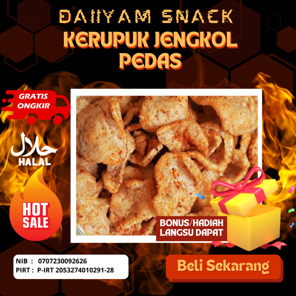 

Krupuk Jengkol pedas Daun jeruk 1 Kg