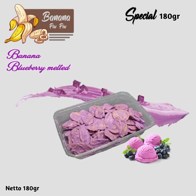 

Keripik Pisang Blueberry Lumer Premium 180gr - Premium Melted