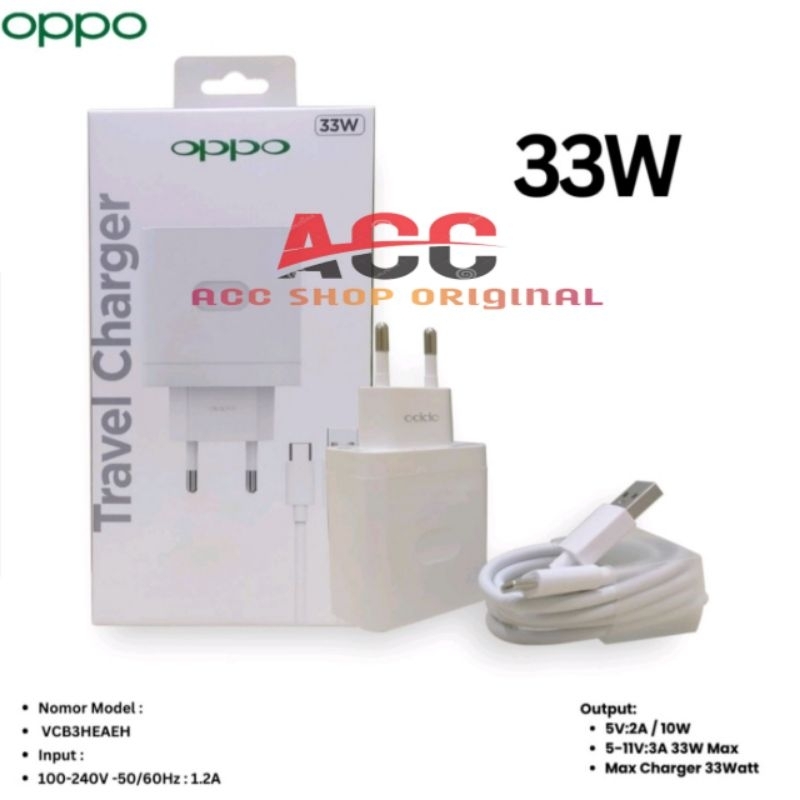 Charger Casan Hp 33W Oppo A52 A53 A54 A16 A57 2020 Original Usb Type C Travel Adapter Cable Charger 