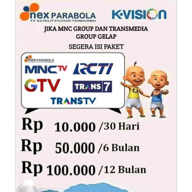 Paket Tv Lokal Nex Parabola, K-Vision, Nusantara HD