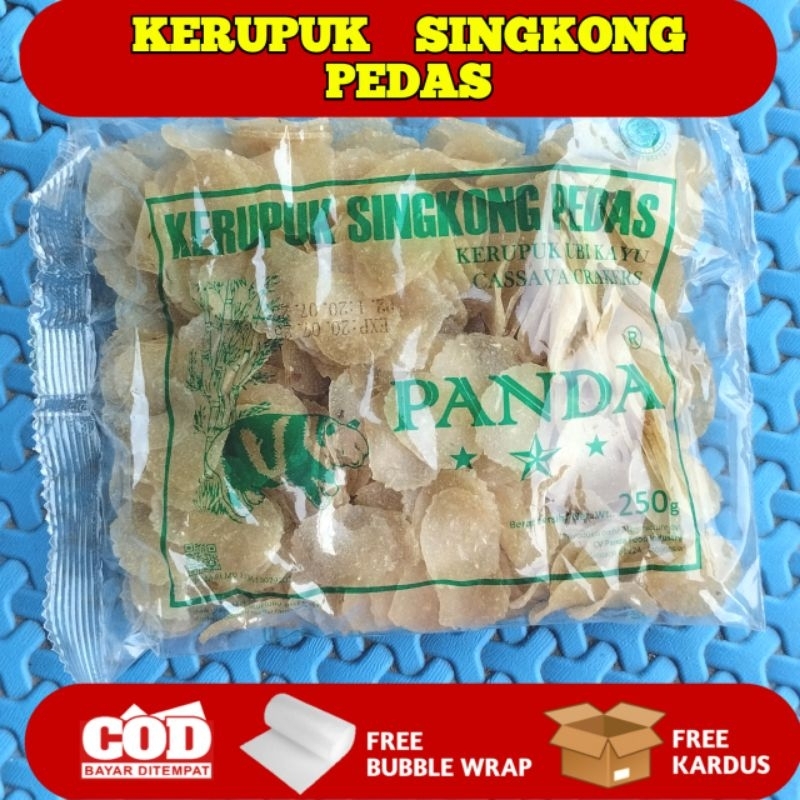 

Kerupuk Singkong Pedas / Ceriping Singkong Pedas Merk Panda 250 Gram