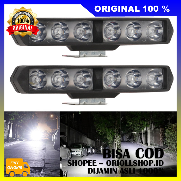 Lampu Led Bar Slim 18 Watt Lampu Tembak Sorot Mobil Motor DRL LED Bar Cree 6 Titik Mata 100% ASLI