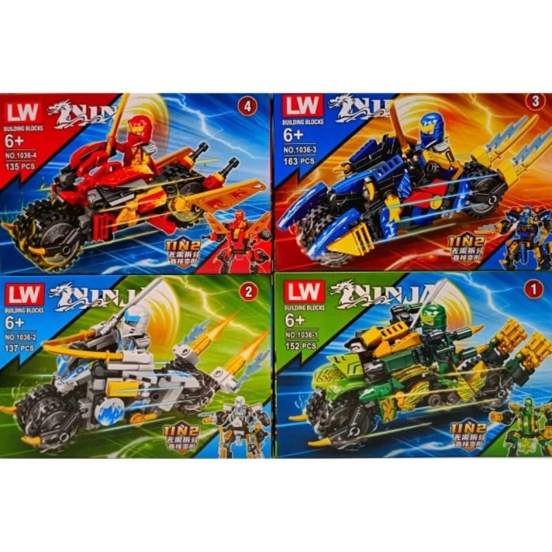 Mainan anak Balok susun Ninjago 2in1 robot dan moge karakter kai lloyd zane jay