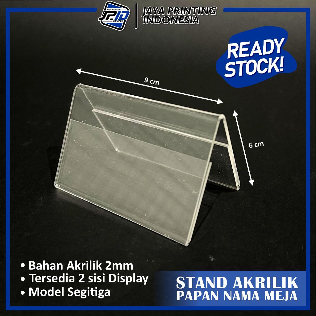 

Akrilik Kartu Nama 25x7 30x7 - Akrilik Papan Nama Meja - Segitiga Landscape / Acrylic Transparan Bening