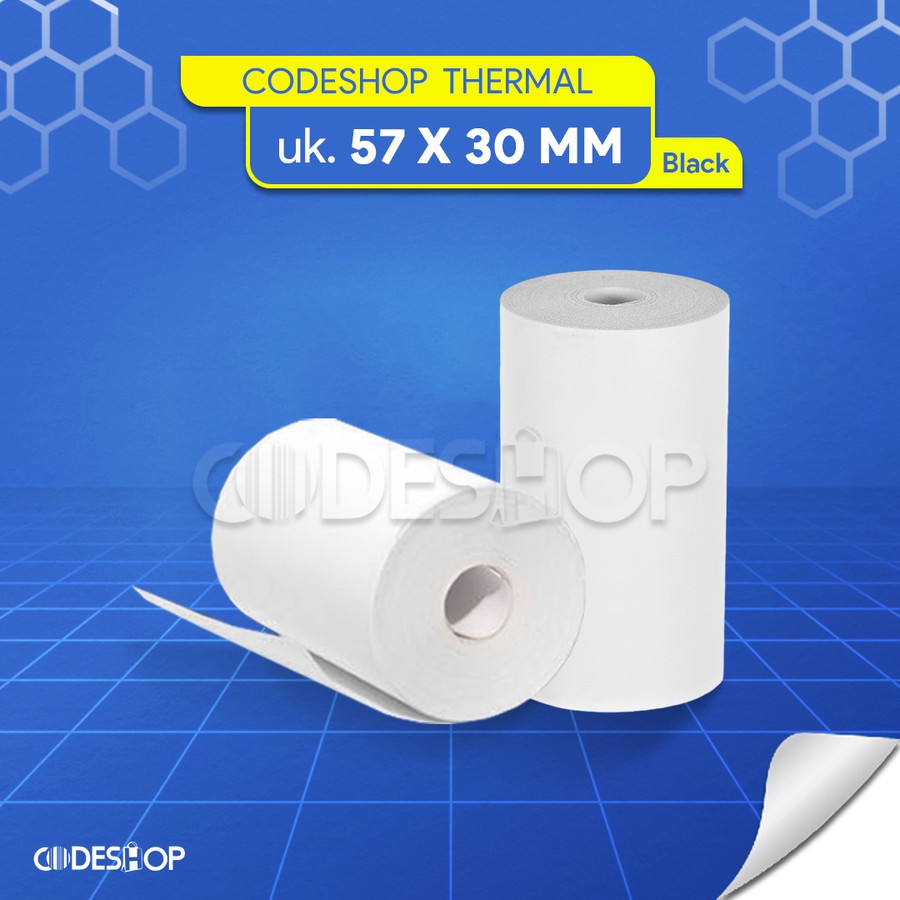 

kertas struk kasir 57x30mm Kertas Kasir Thermal 57x30 Coreless Eceran /roll