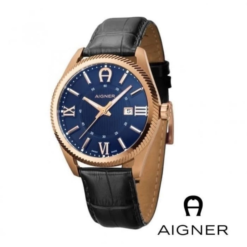 ORIGINAL 100% AIGNER A24145B IMOLA SWISS MADE -Jam Tangan Pria Aigner Tali Kulit