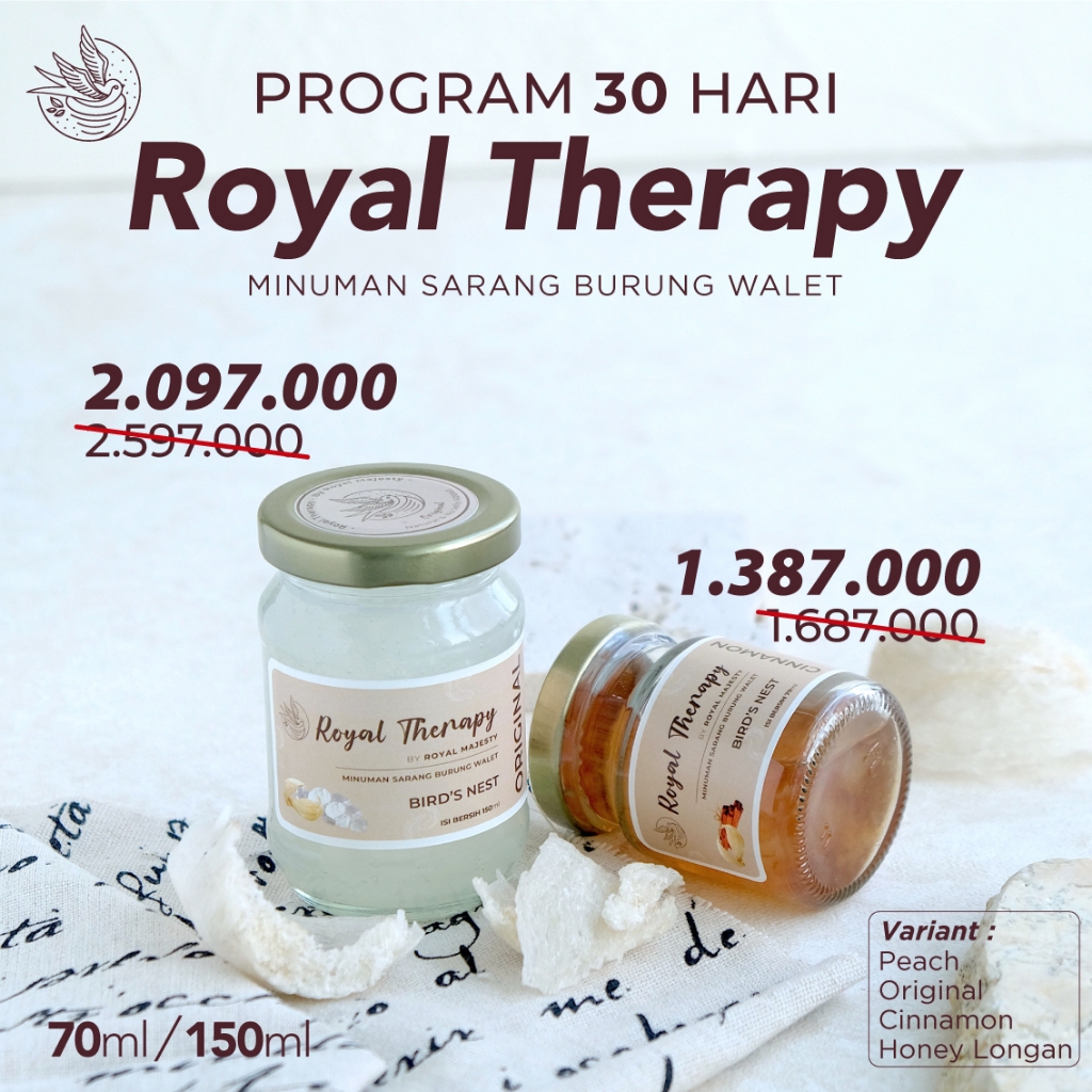 

Konsentrat 80% Program 30 Hari 150ml Royal Therapy Minuman Sarang Burung Walet