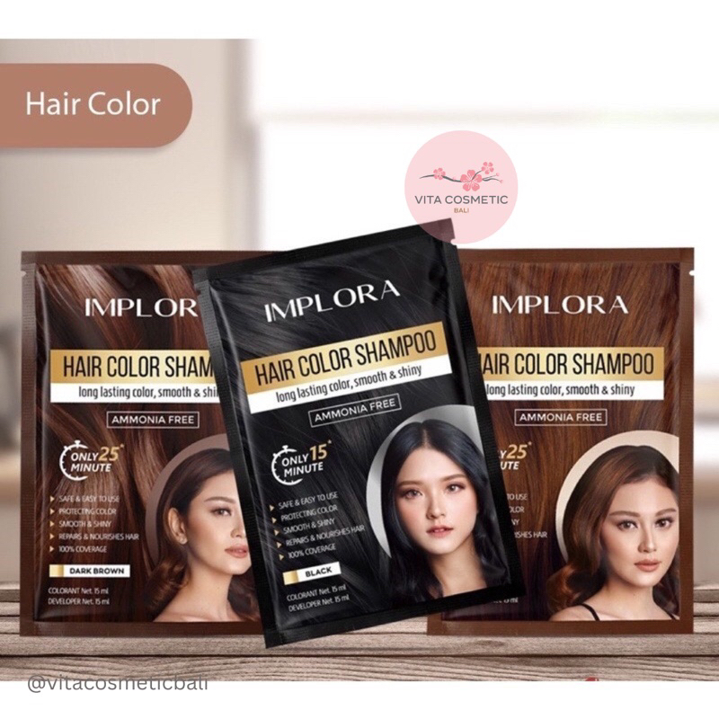 Implora Hair Color Shampoo Sampo Pewarna Rambut Semir