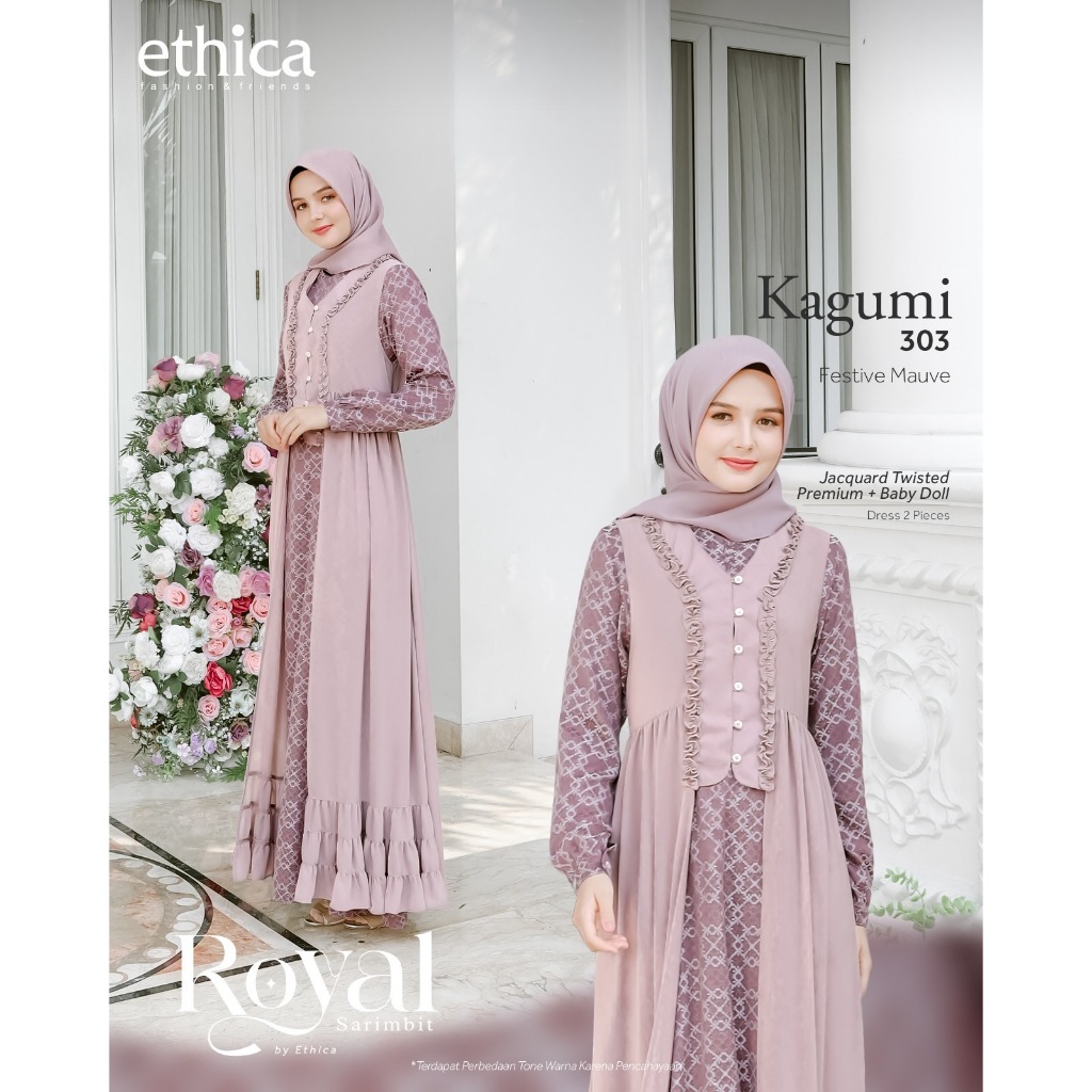 Ethica Sarimbit Royal 07 Festive Mauve Gamis dan Koko Couple Keluarga Terbaru 2024-1