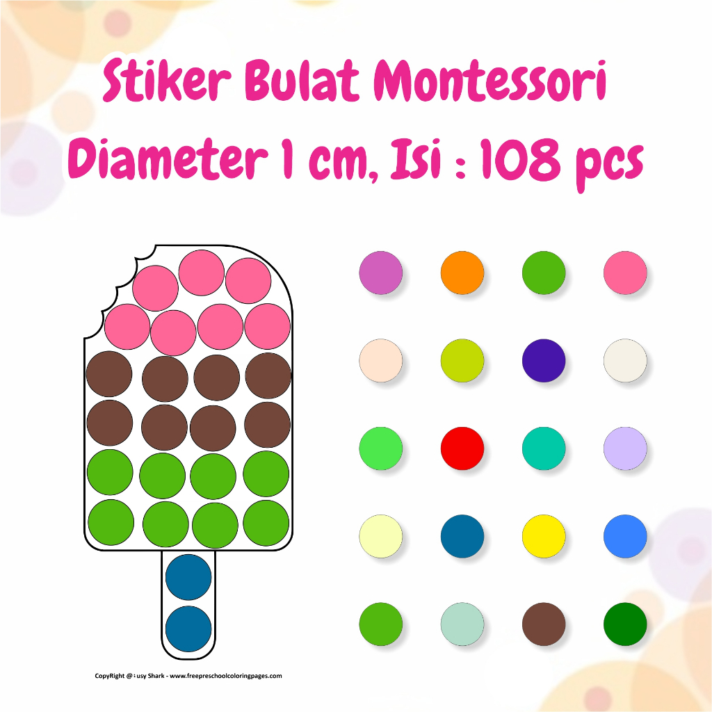 

Mainan Edukasi Stiker Diary Aktivitas Bulat Dot Montessori 1 cm isi 108 pcs